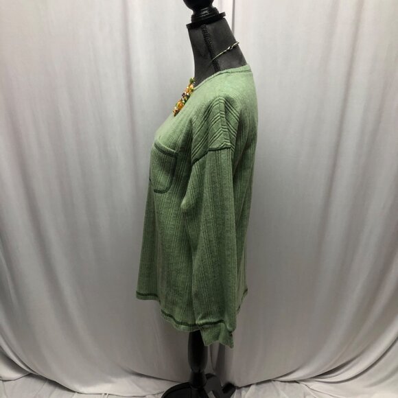 Green Ribbed Long Sleeve Knit Top  Womens Small Size Soft Comfy Sweater NEW - Picture 3 of 8